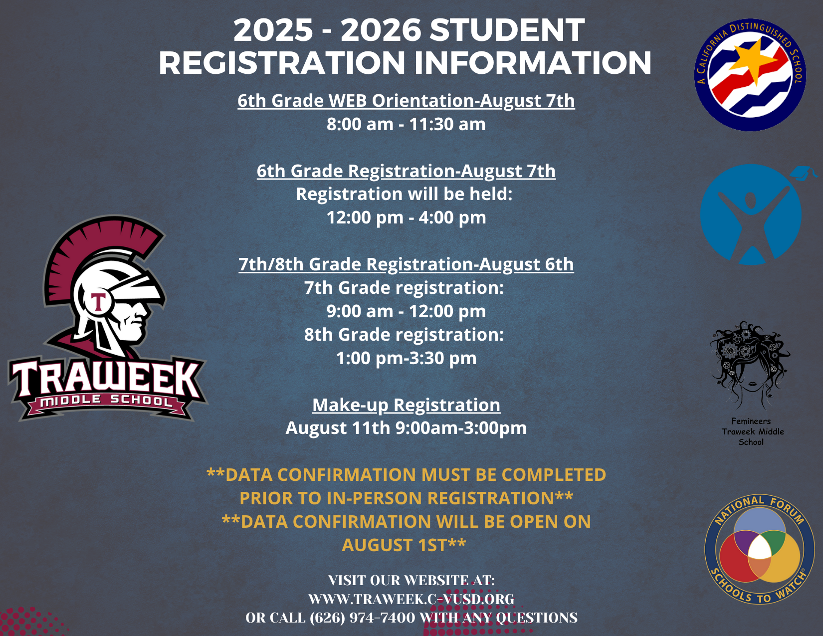  Traweek Registration Dates